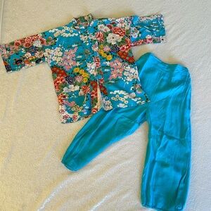 Vintage RARE 60s Blue Floral top and blue pants collectors piece child k…